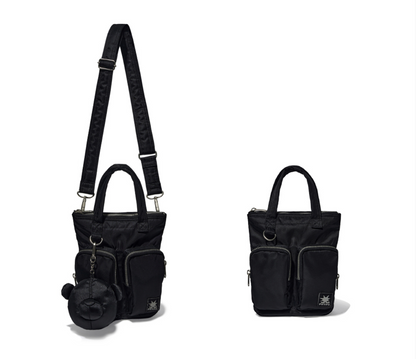 韓國 Phyps Bear Keyring Nylon Multi-Pocket Crossbody Bag【PS013】