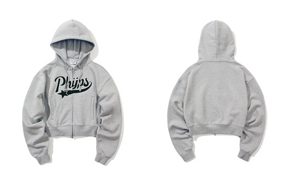 韓國 Phyps Crop Startail Hooded Zip-Up【PS027】