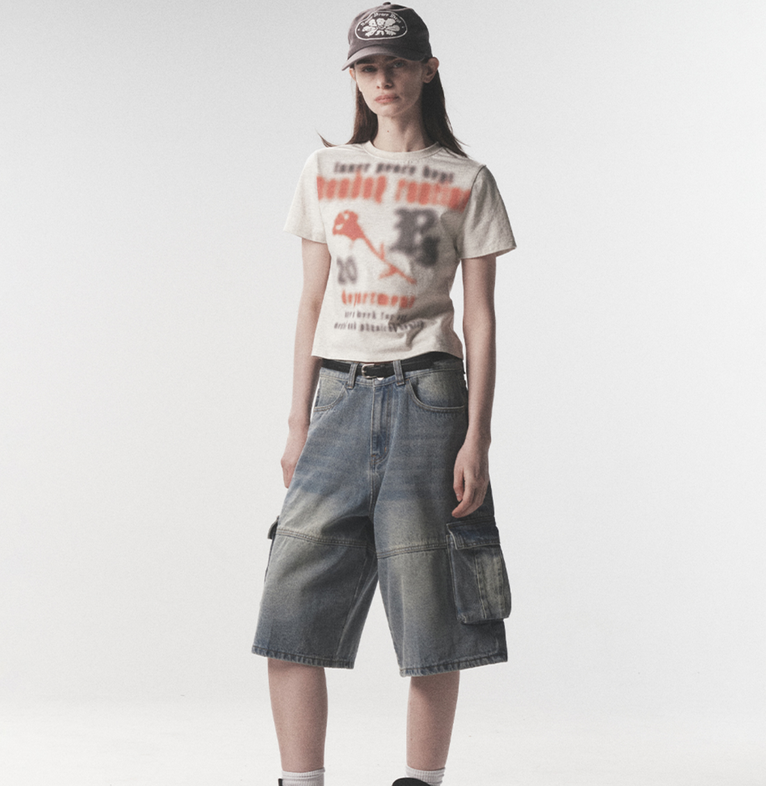 韓國 Phyps Bermuda Cargo Denim Pants【PS044】