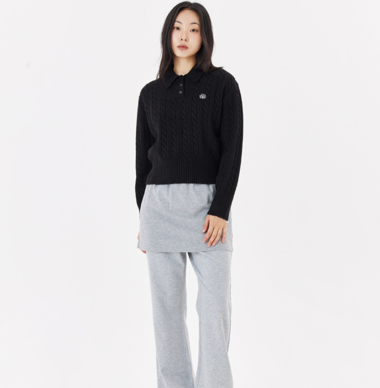 韓國 Mark Gonzales Women's Club Cable Neck Knit【MG132】
