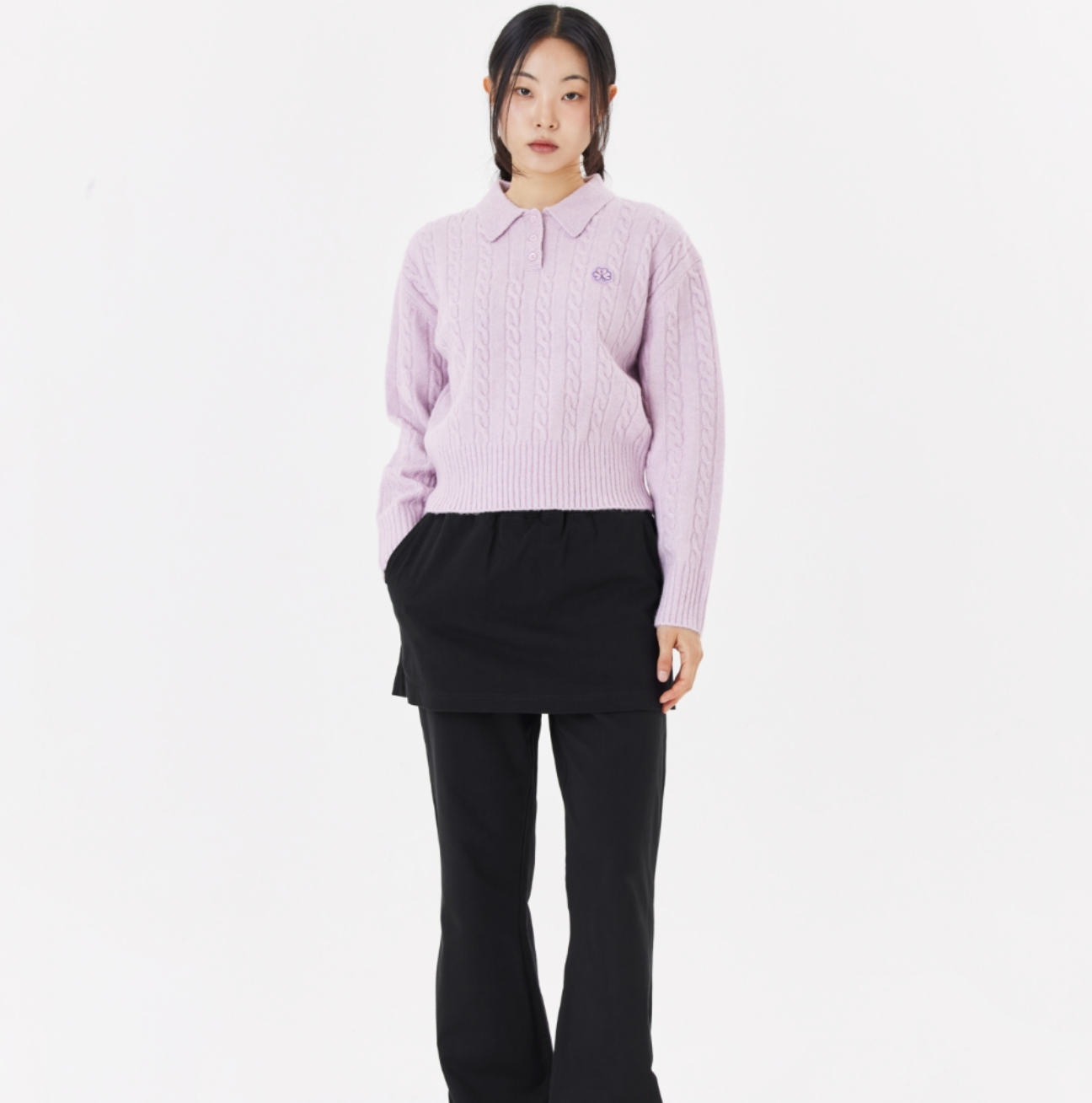 韓國 Mark Gonzales Women's Club Cable Neck Knit【MG132】