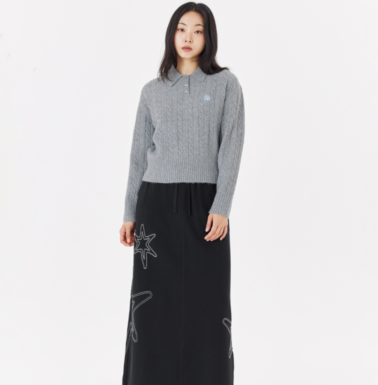 韓國 Mark Gonzales Women's Club Cable Neck Knit【MG132】