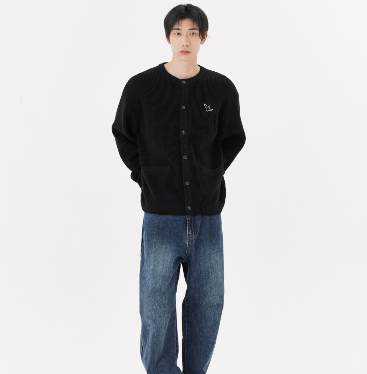 韓國 Mark Gonzales Angel Round Neck Knit Cardigan【MG137】