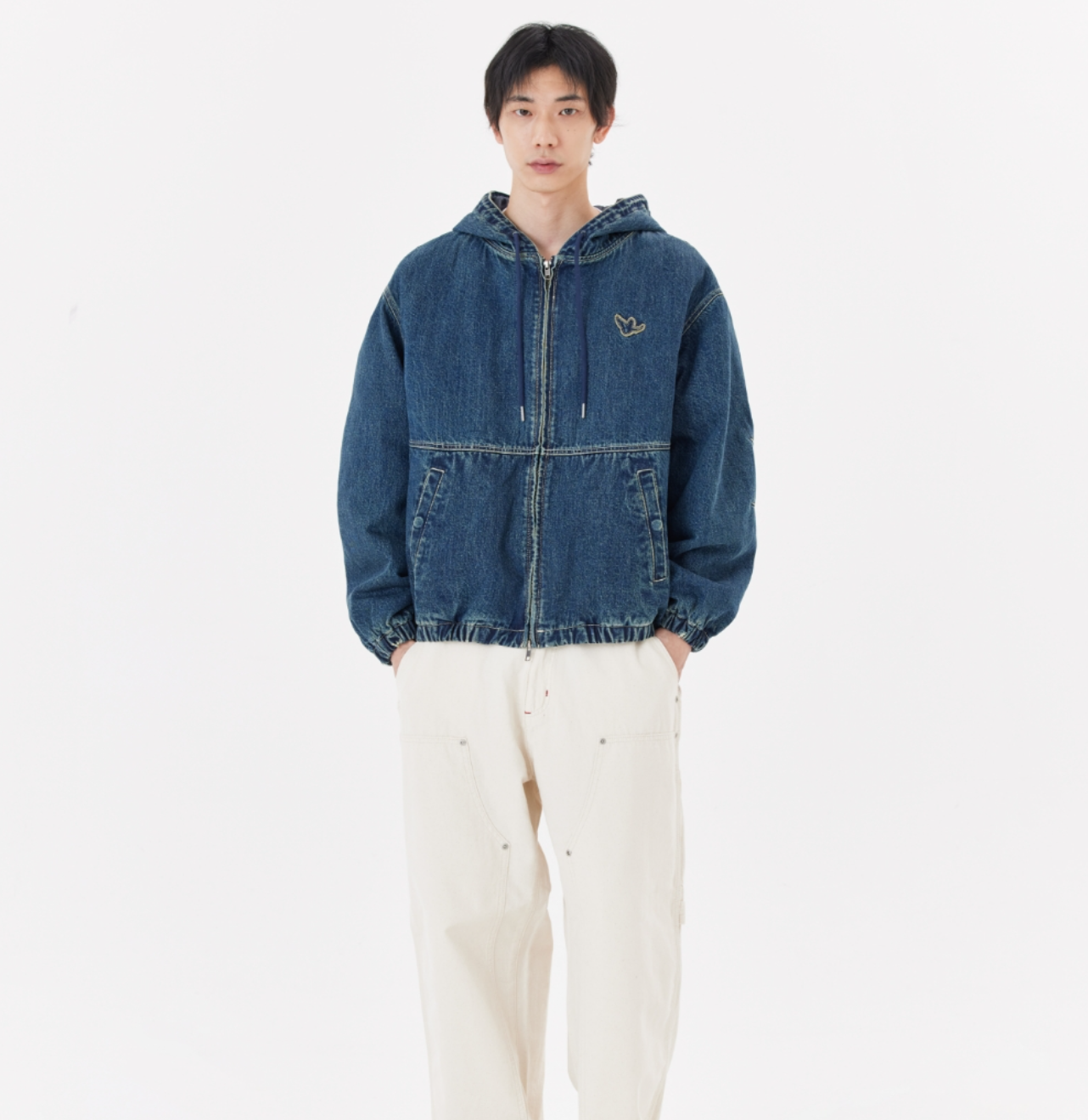 韓國 Mark Gonzales Angel Denim Hooded Padded Jacket【MG146】