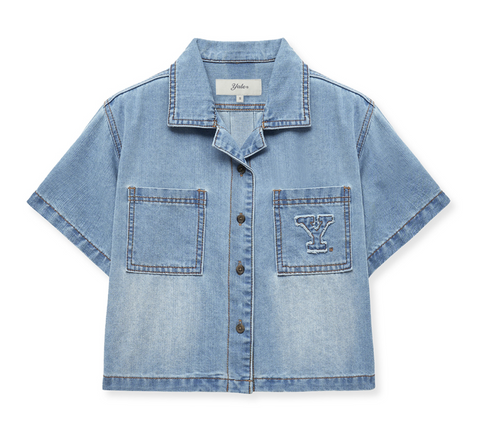 韓國 Yale Women's Crop Denim Shirt【YA021】
