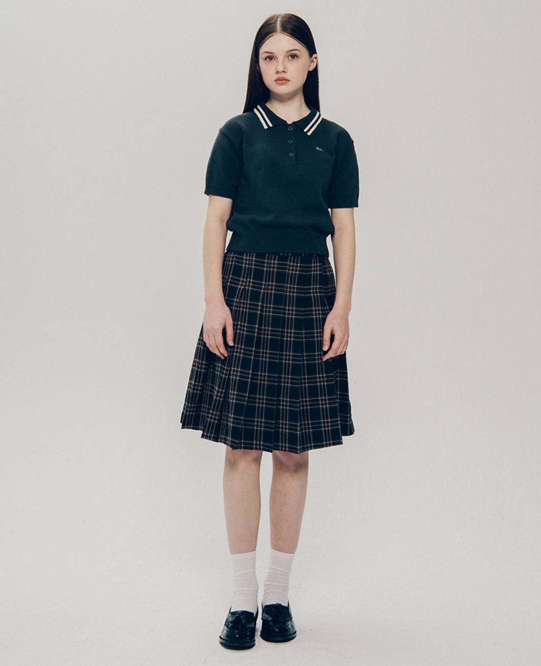 韓國 Yale Cotton Polo Crop Knit【YA022】