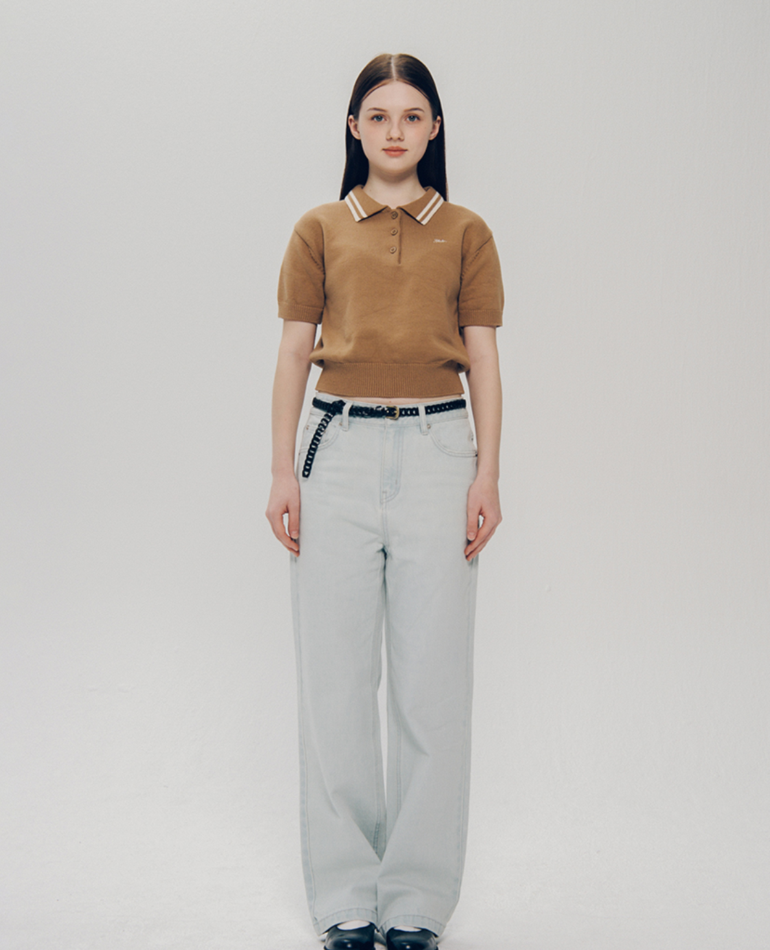 韓國 Yale Cotton Polo Crop Knit【YA022】