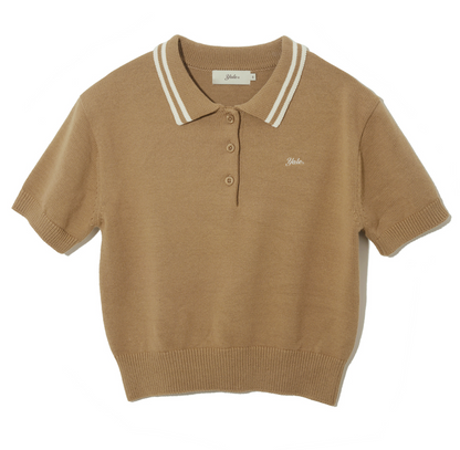 韓國 Yale Cotton Polo Crop Knit【YA022】
