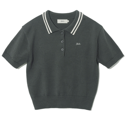韓國 Yale Cotton Polo Crop Knit【YA022】