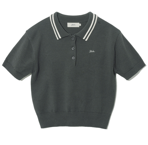韓國 Yale Cotton Polo Crop Knit【YA022】