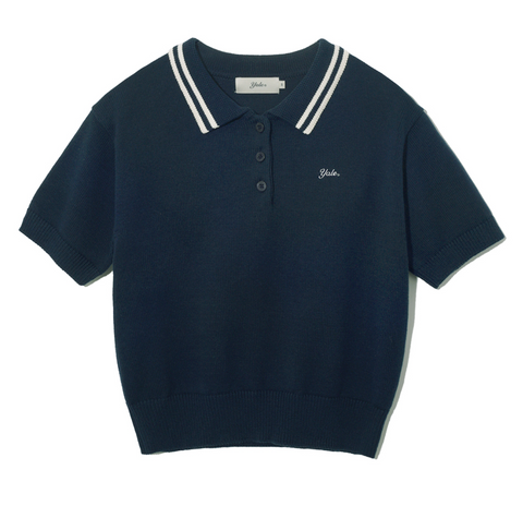 韓國 Yale Cotton Polo Crop Knit【YA022】