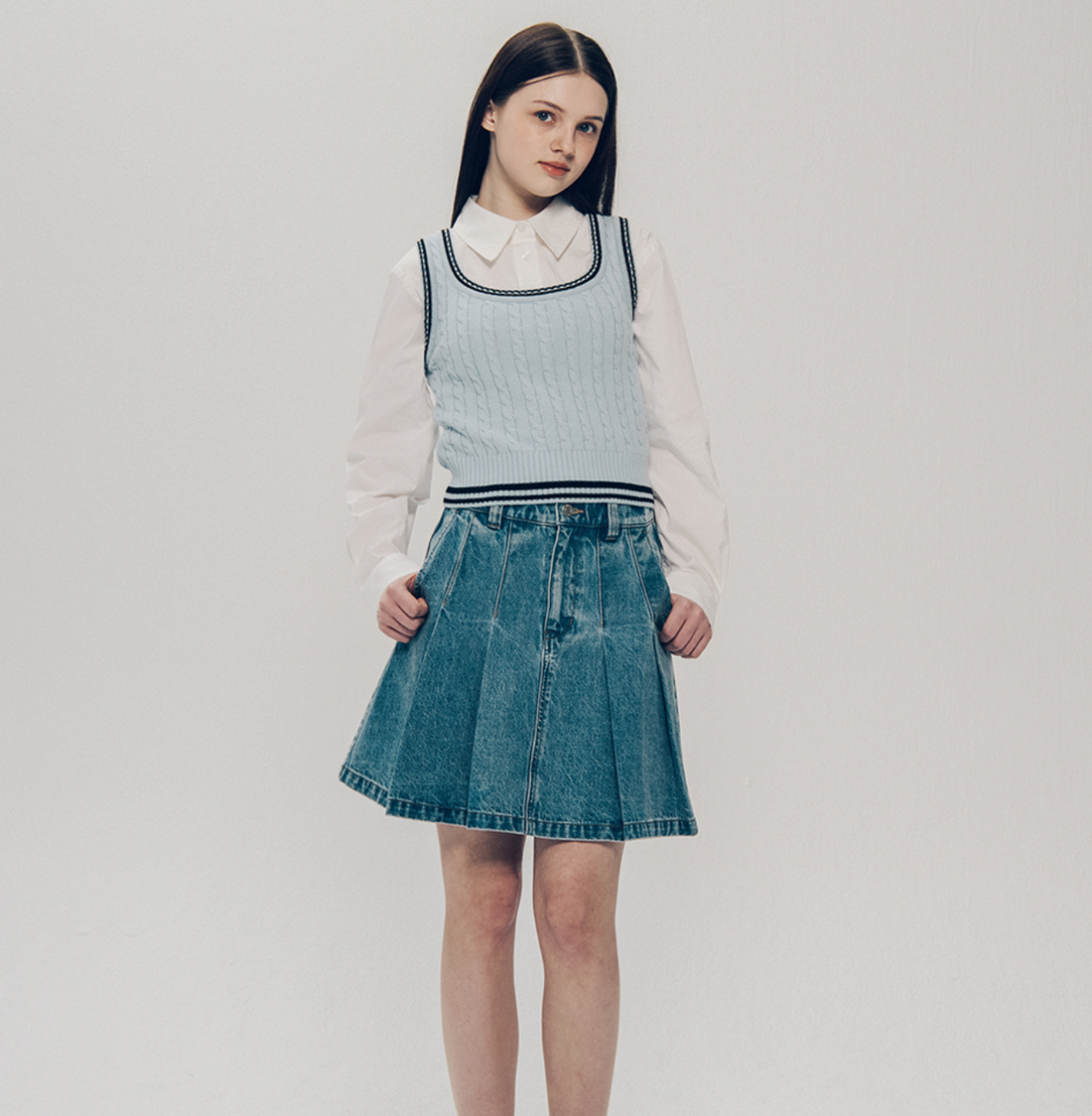 韓國 Yale Cable Knit Sleeveless【YA023】