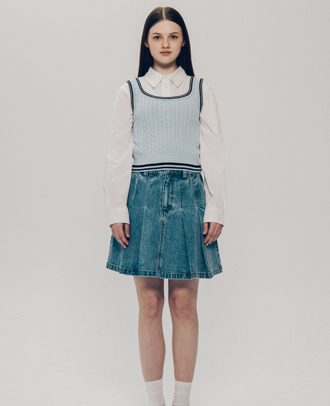 韓國 Yale Cable Knit Sleeveless【YA023】