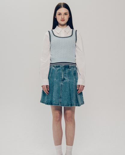 韓國 Yale Cable Knit Sleeveless【YA023】