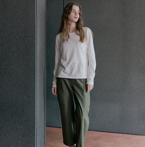 韓國 Markm Women's Single Pocket L/S Slub Long Sleeve【MA242】