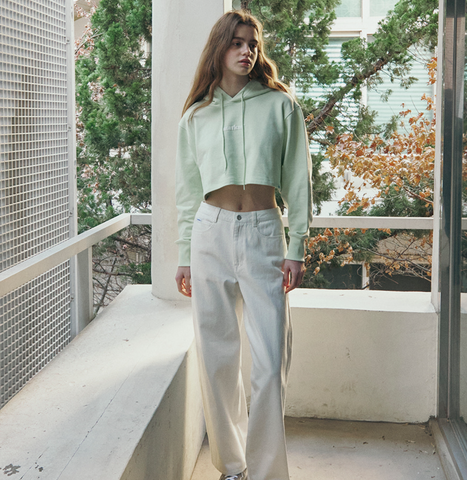 韓國 Markm Women's Mark M Basic Logo Pullover Crop Hoodie【MA252】