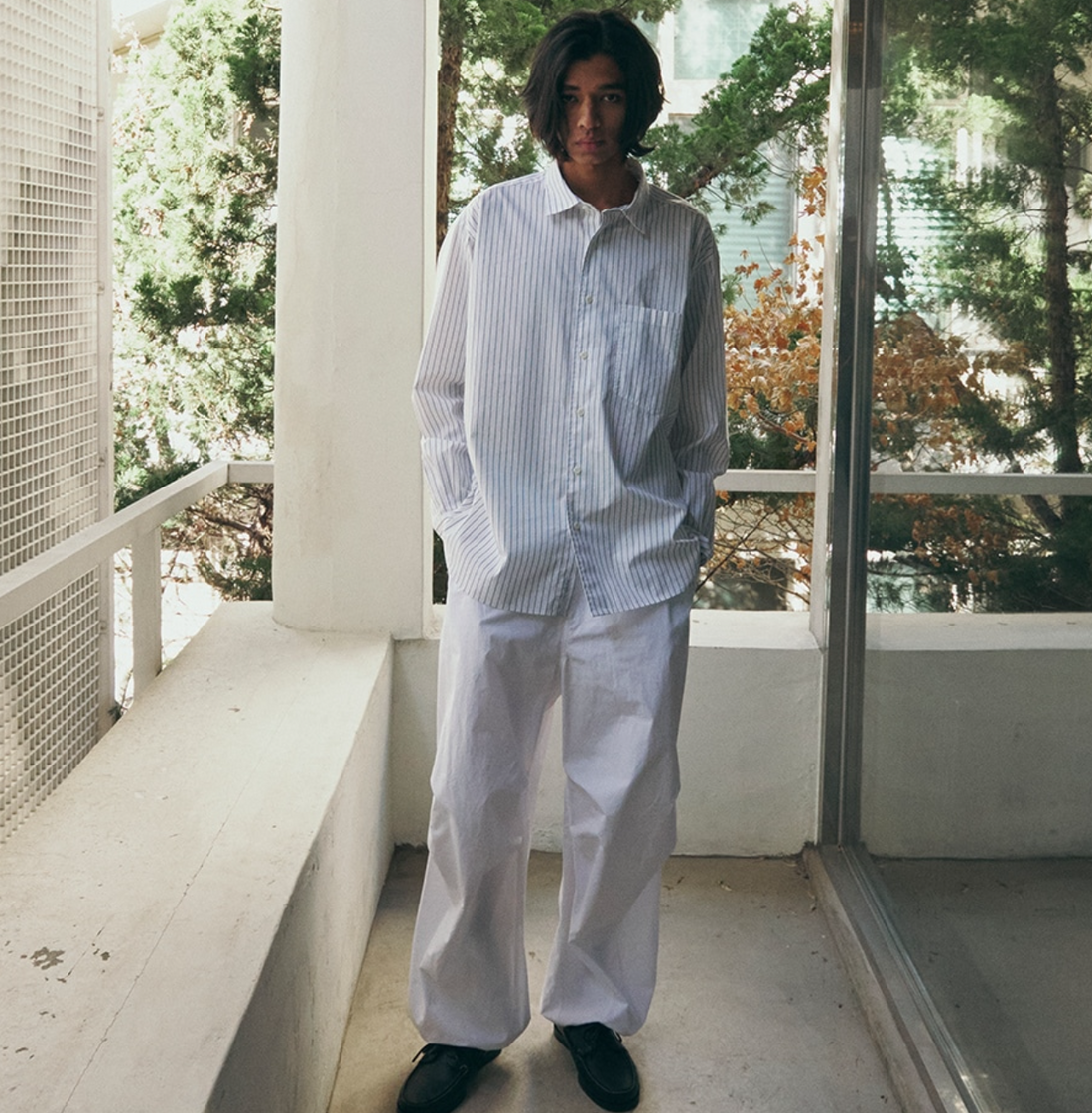 韓國 Markm Big Fit Long Sleeve Striped Shirt【MA276】