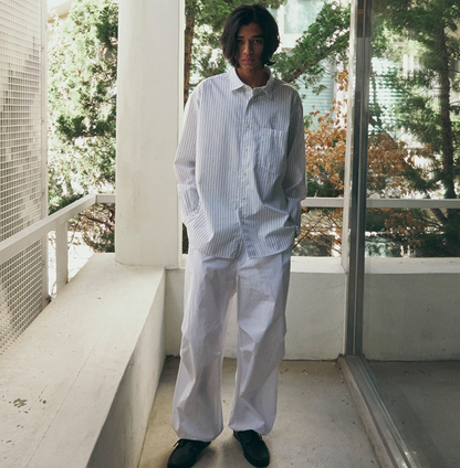 韓國 Markm Big Fit Long Sleeve Striped Shirt【MA276】