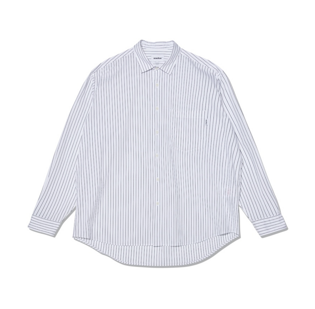 韓國 Markm Big Fit Long Sleeve Striped Shirt【MA276】