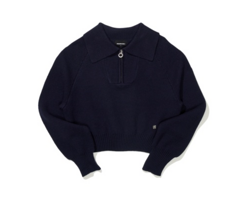 韓國 Markm Women's Crop Half Knit Zip-Up【MA286】