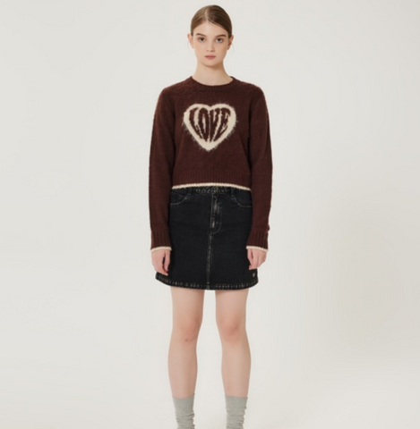 韓國 Markm Women's Heart Love Hairy Pullover【MA287】