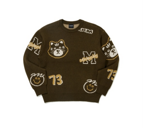 韓國 Markm Cat Full Pattern Jacquard Pullover【MA288】