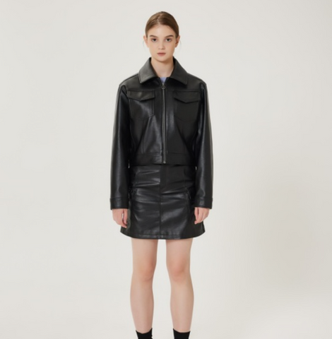 韓國 Markm Women's Vegan Leather Mini Skirt【MA291】