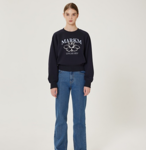 韓國 Markm Women's Flower Crop Sweatshirt【MA310】