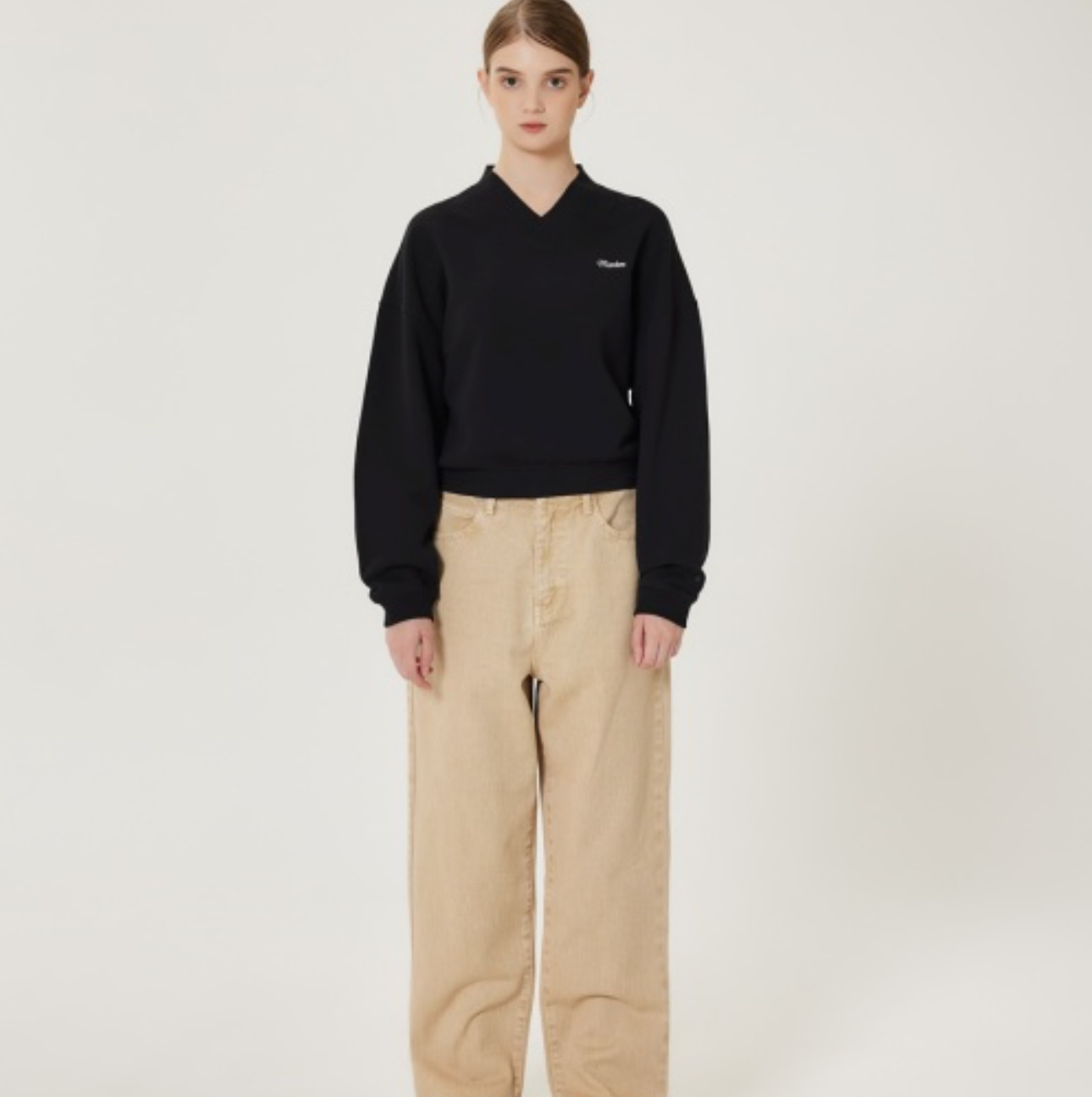 韓國 Markm Women's V-Neck Crop Sweatshirt【MA311】
