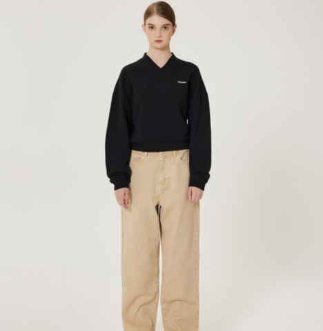 韓國 Markm Women's V-Neck Crop Sweatshirt【MA311】