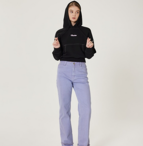 韓國 Markm Women's Stitched Crop Hoodie【MA315】