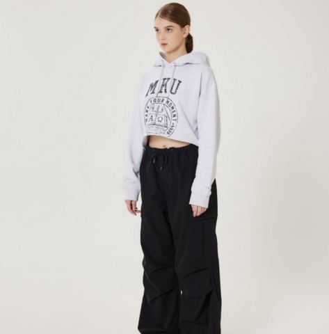 韓國 Markm Women's Crop Logo Hoodie【MA316】