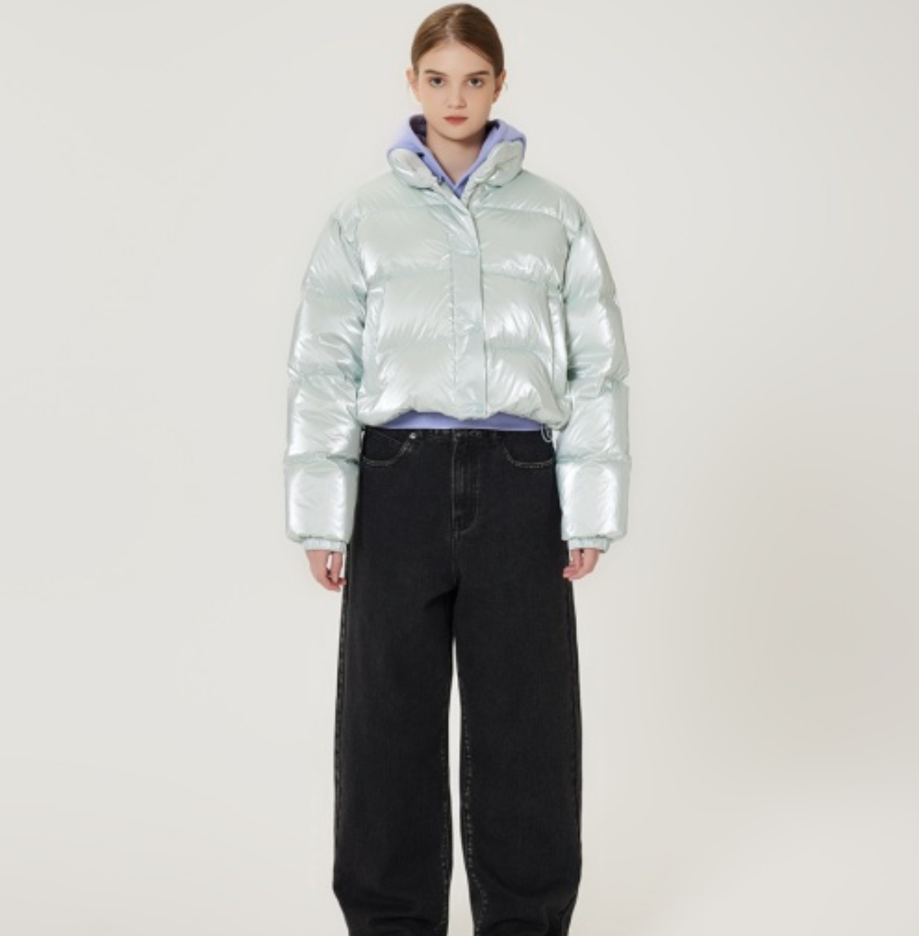 韓國 Markm Women's High-Gloss Crop Puffer Duck Down Jumper【MA330】