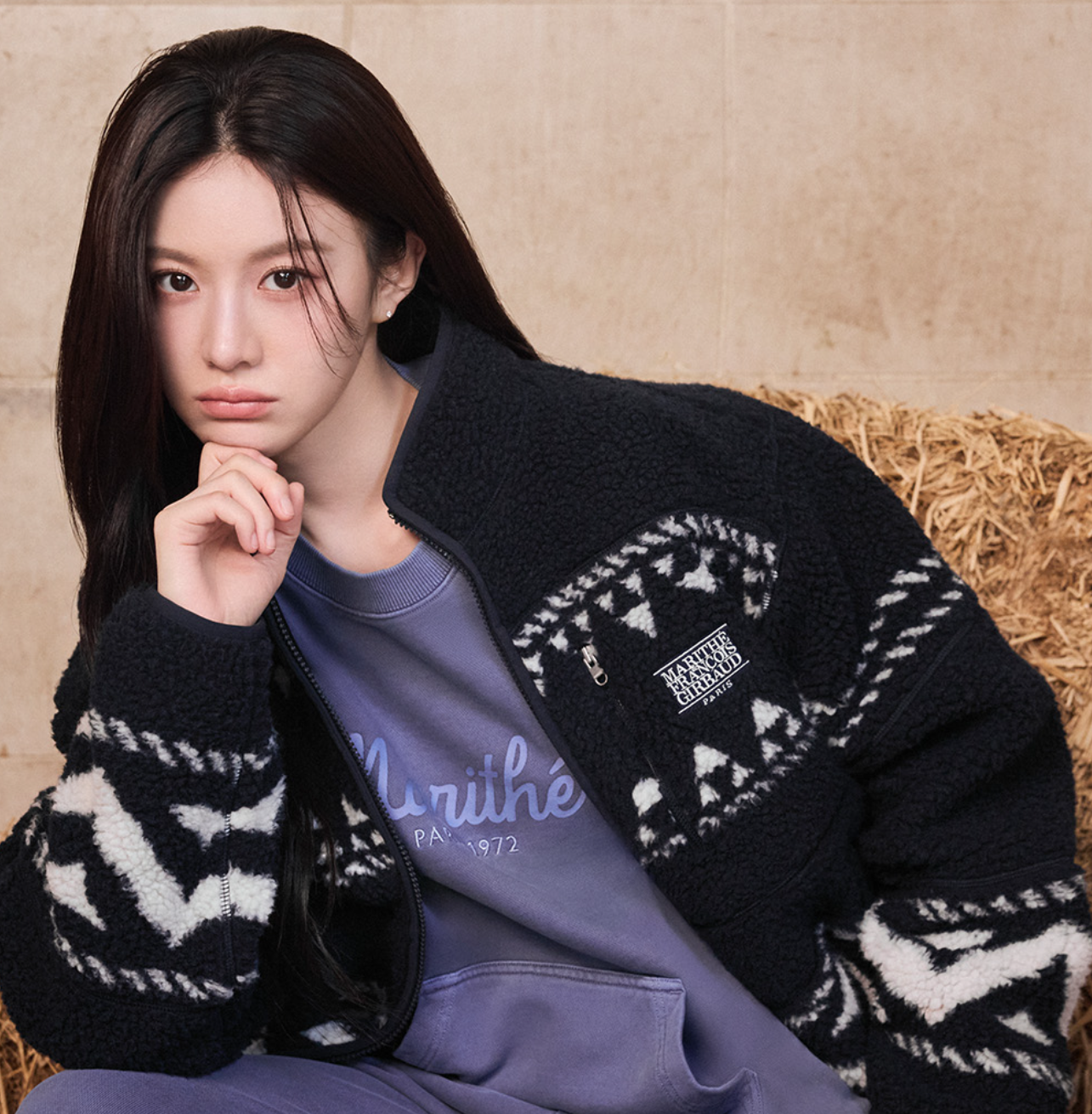 韓國 Marithe Francois Girbaud ETHNIC PATTERN FLEECE JACKET【MF736】