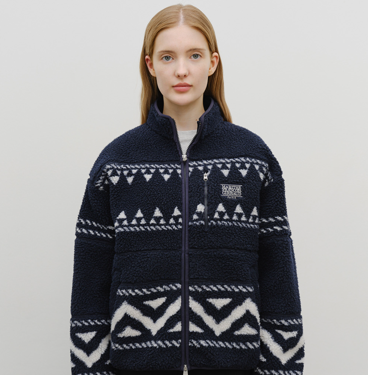 韓國 Marithe Francois Girbaud ETHNIC PATTERN FLEECE JACKET【MF736】