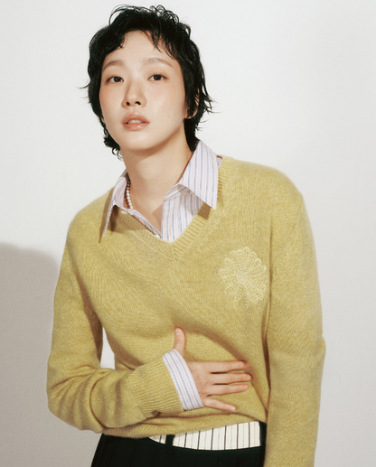 韓國 Mardi Mercredi Raccoon Blended V Neck【MM166】