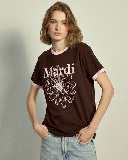 韓國 Mardi Mercredi Slim Ringer Tshirt Flowermardi【MM175】