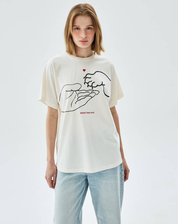 韓國 Mardi Mercredi Tshirt Drawing Ch Ddanji Paw To Hand【MM169】