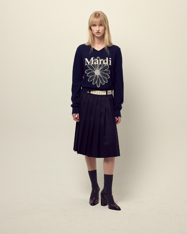 韓國 Mardi Mercredi Cashmere V Neck Flowermardi【MM178】