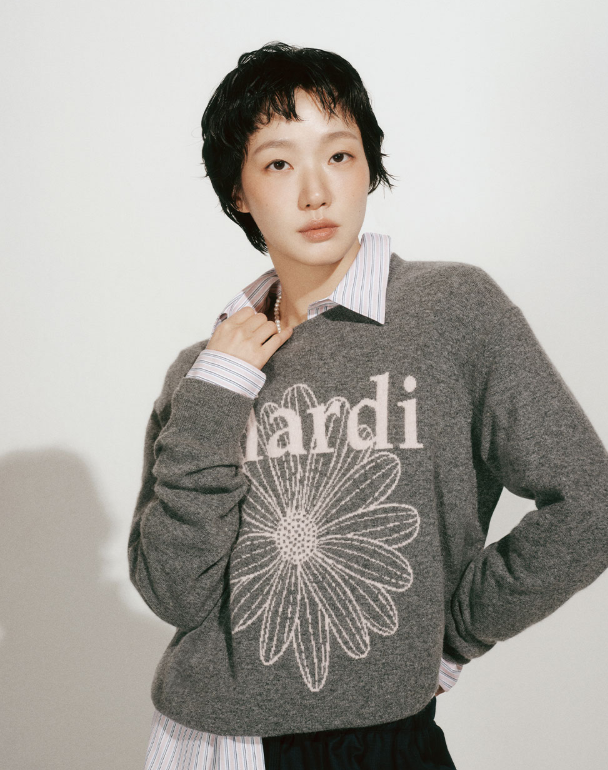 韓國 Mardi Mercredi Cashmere V Neck Flowermardi【MM178】