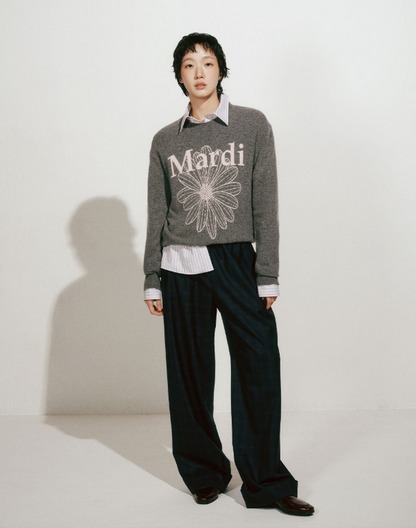 韓國 Mardi Mercredi Cashmere V Neck Flowermardi【MM178】