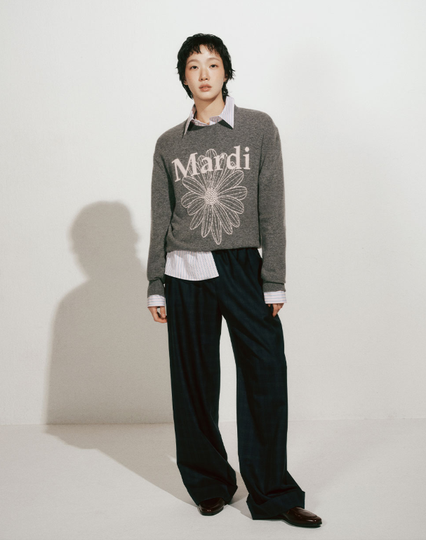 韓國 Mardi Mercredi Cashmere V Neck Flowermardi【MM178】