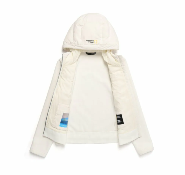 韓國 National Geographic Women's Puffin Woven Zip-Up Hooded Jacket (鵝絨)【NG076】