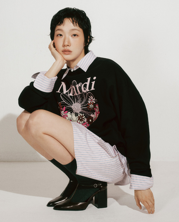 (限時優惠) 韓國 Mardi Mercredi Sweatshirt Flowermardi Jardin - Black Palepink【TS001】