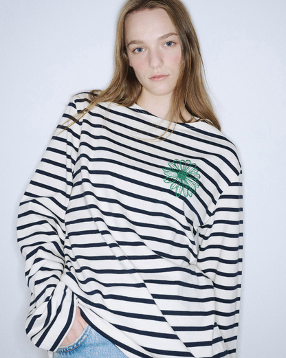 (限時優惠) 韓國 Mardi Mercredi Tshirt Long Sleeve Stripe - Ivory Green【TS014】