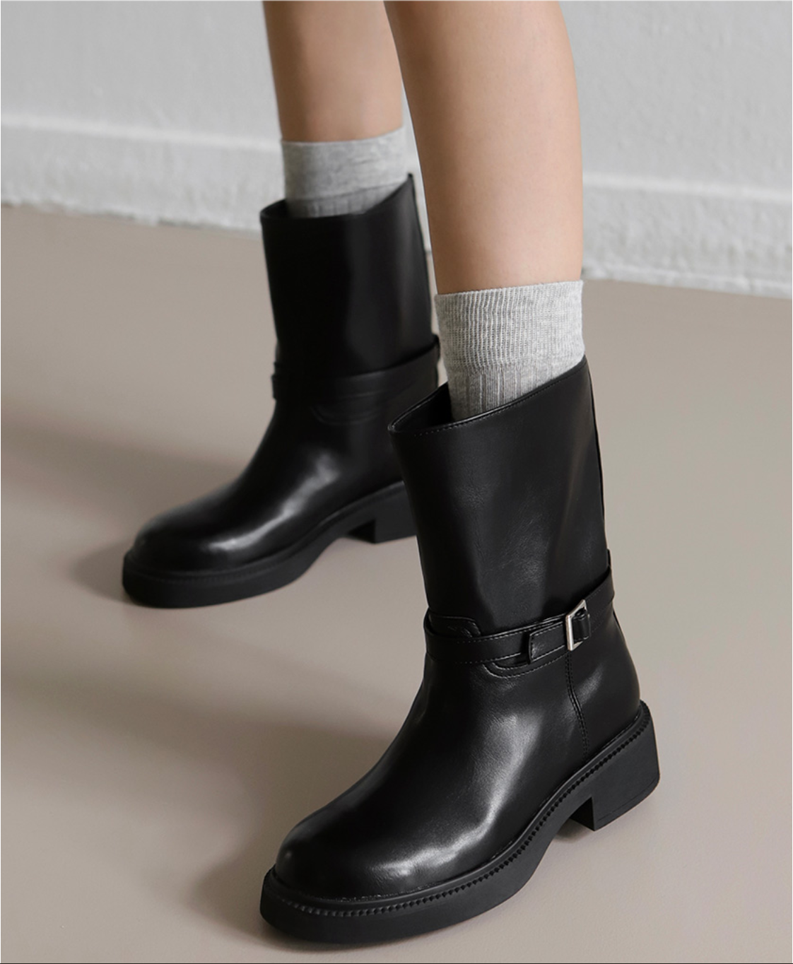 韓國 Sappun Lyceum Buckle Strap Boots (4cm)【AU017】