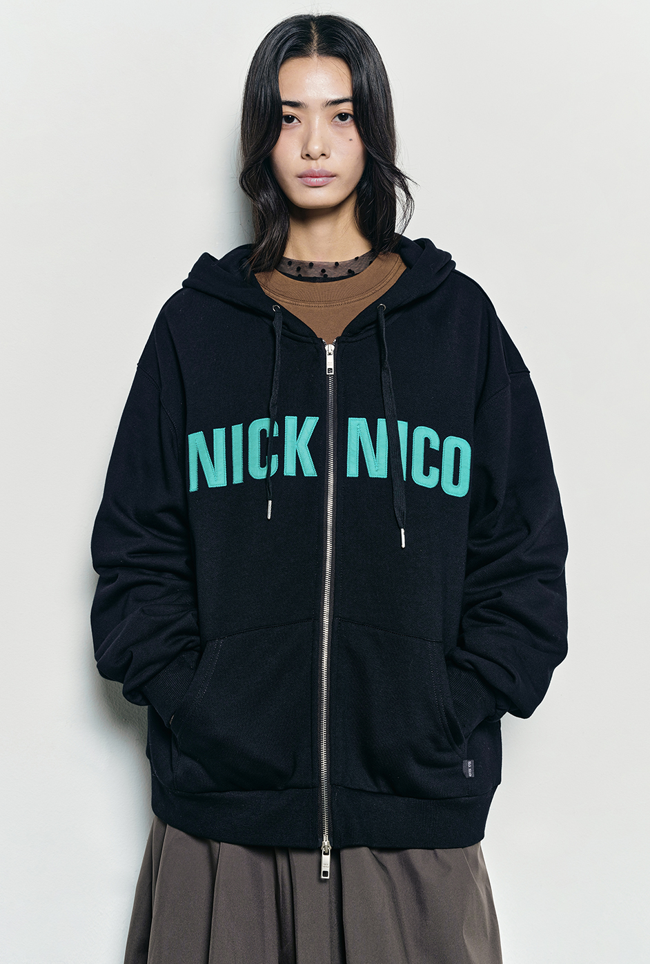 韓國 Nick Nicole Patch Warm Hood Zip Up【NK097】