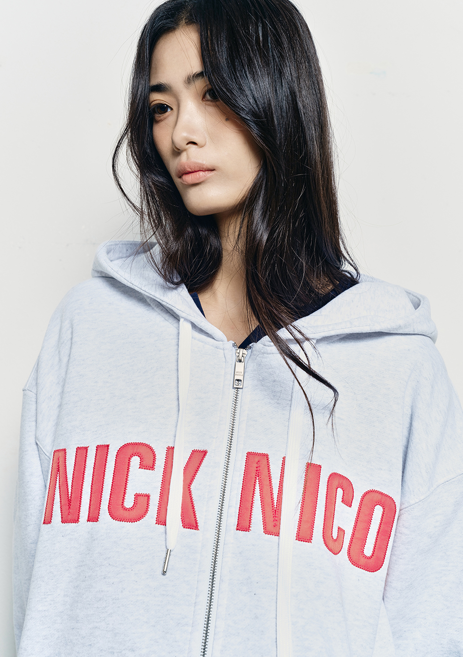 韓國 Nick Nicole Patch Warm Hood Zip Up【NK097】
