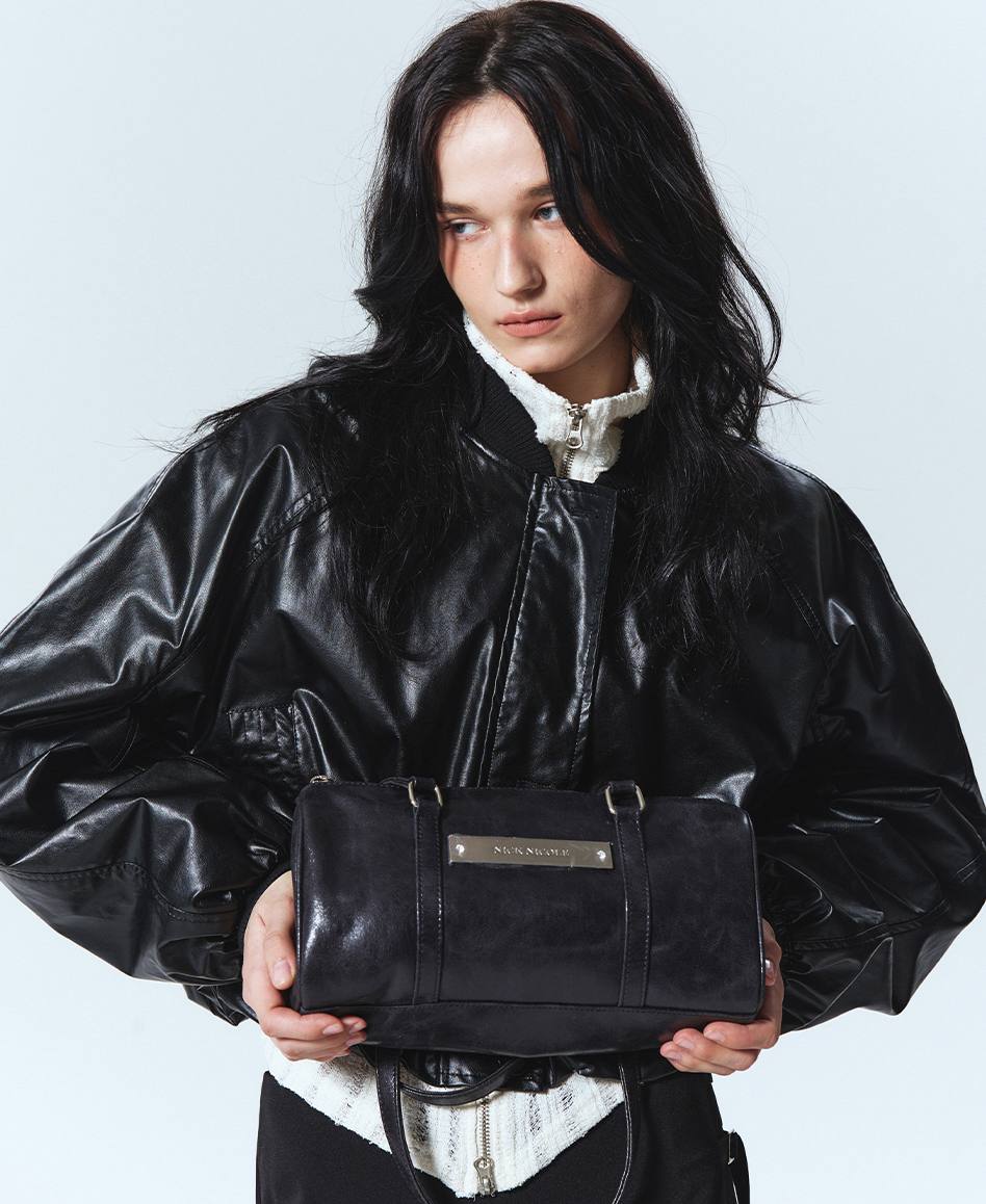 韓國 Nick Nicole Vintage Leather Crystal Boston Bag【NK079】
