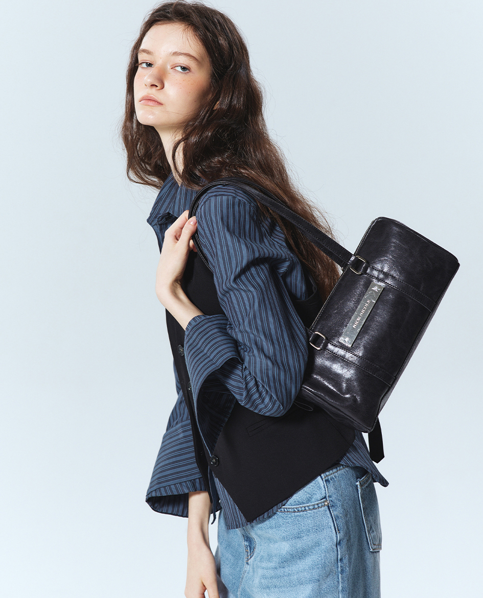 韓國 Nick Nicole Vintage Leather Crystal Boston Bag【NK079】